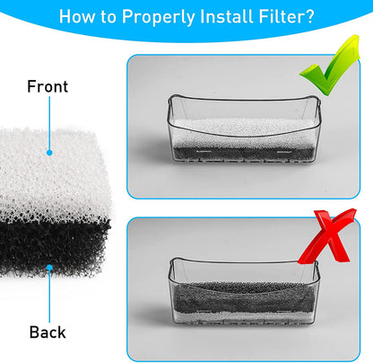 Cat Dog Water Fountain Replacement Filters 4 Pack for WF020TP/WF020BL/WF020WH Fountains