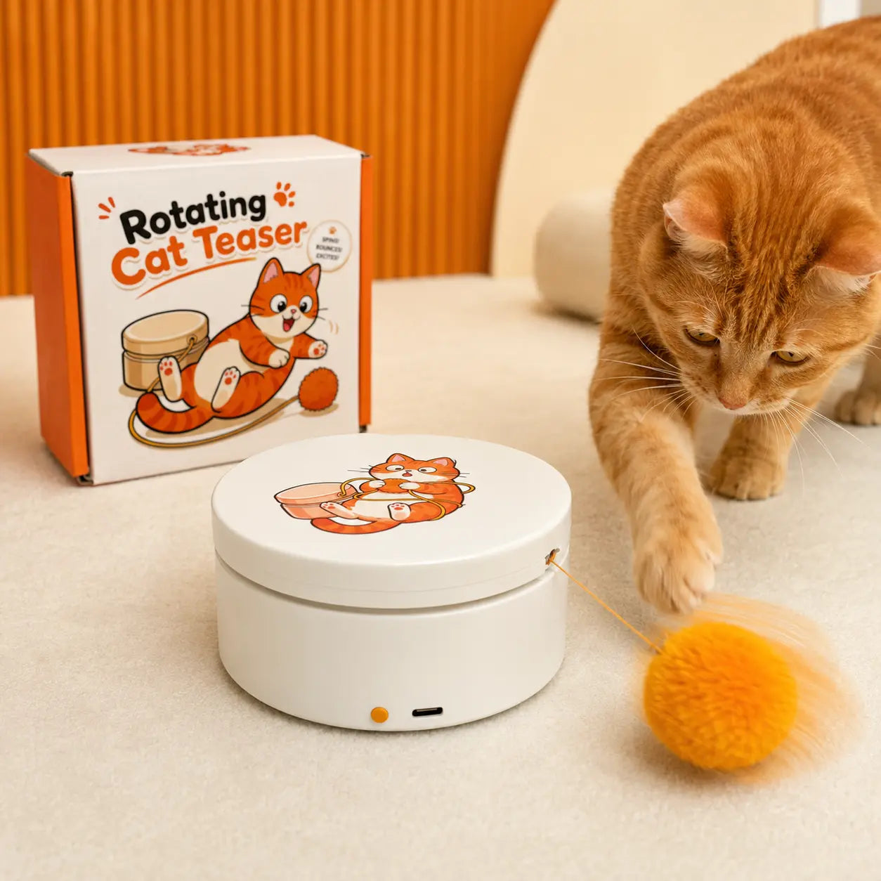 Exciting Smart Rotating Cat Teaser - Rechargeable Interactive Toy with 5 Play Modes for Endless Fun