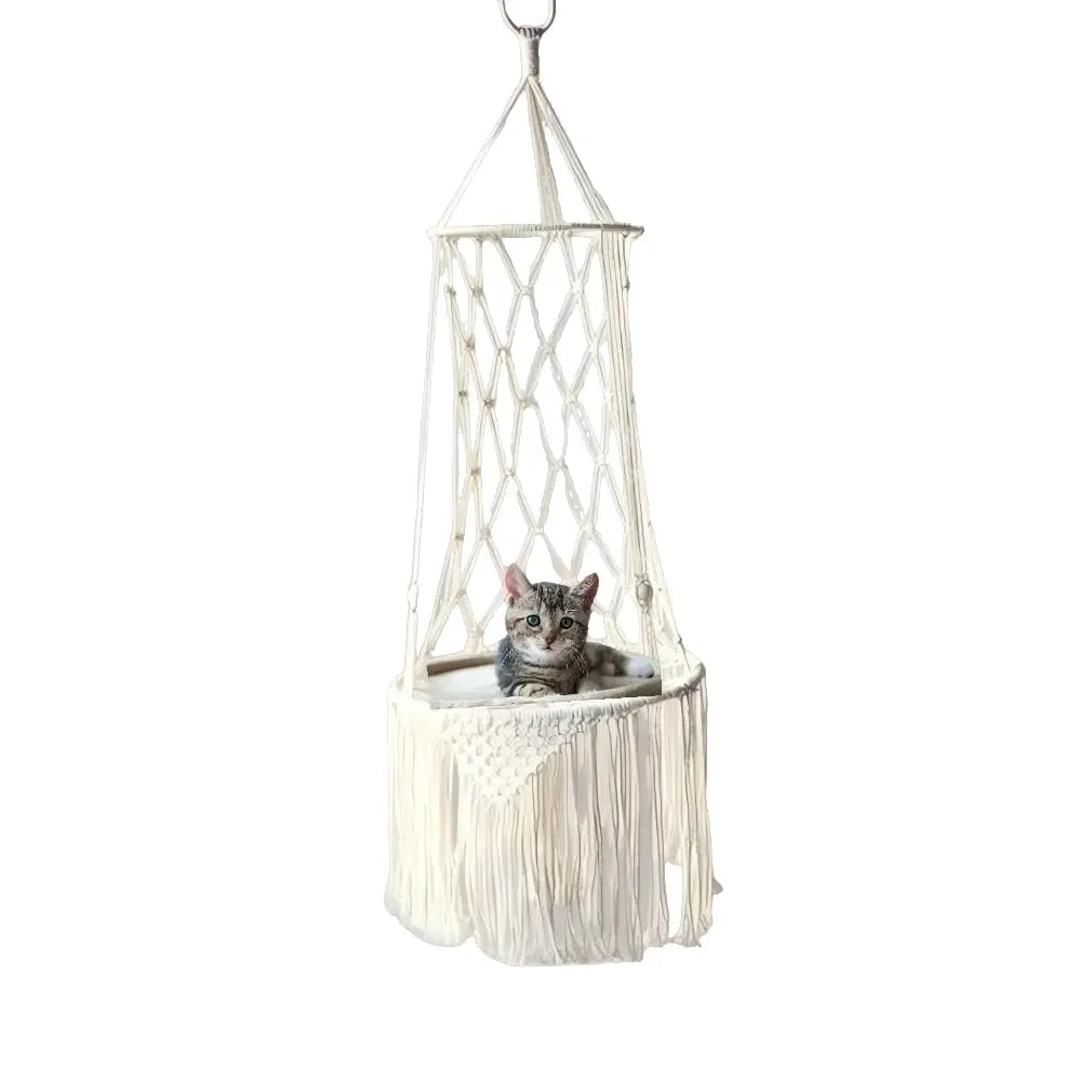 Luxurious European-Style Handmade Cat Bed Hammock - Cozy Pine Wood Swing for Your Beloved Kitty