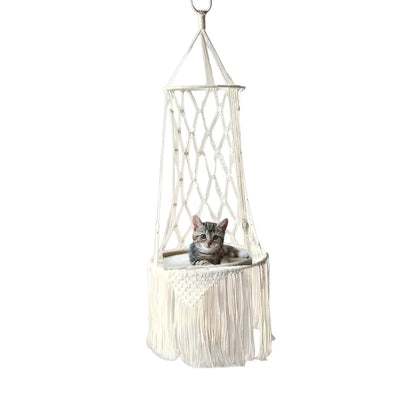 Luxurious European-Style Handmade Cat Bed Hammock - Cozy Pine Wood Swing for Your Beloved Kitty