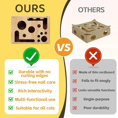 Revolutionary Cat Nail File Box Made from 100% Real Oak Wood - The Ultimate Stress-Free Grooming Solution for Cats Who Fear Clippers and Noisy Grinders, Perfect for Indoor Cats and Multi-Cat Households