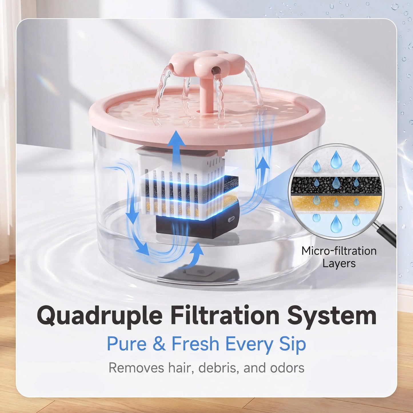Elevate Your Cat's Hydration Experience with the Stylish and Quiet USB-Powered Cat Fountain Water Dispenser