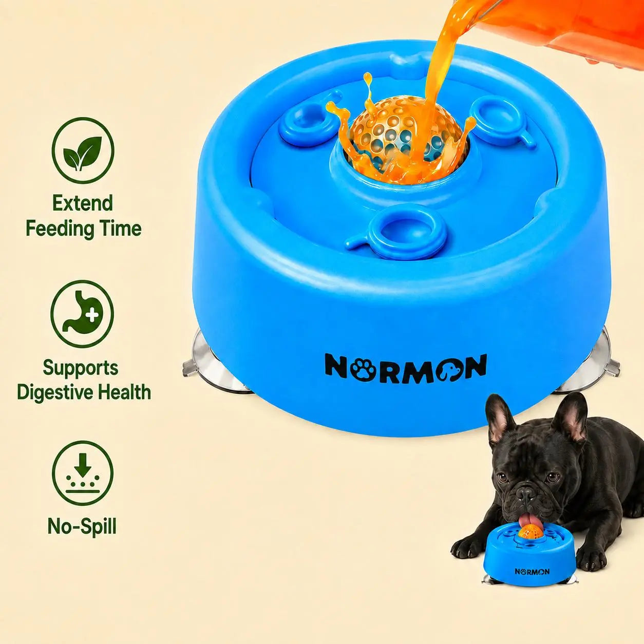 Engage Your Pup with the Normon Interactive Slow Feeder Dog Bowl – Perfect for Liquid Treats and Soft Foods!