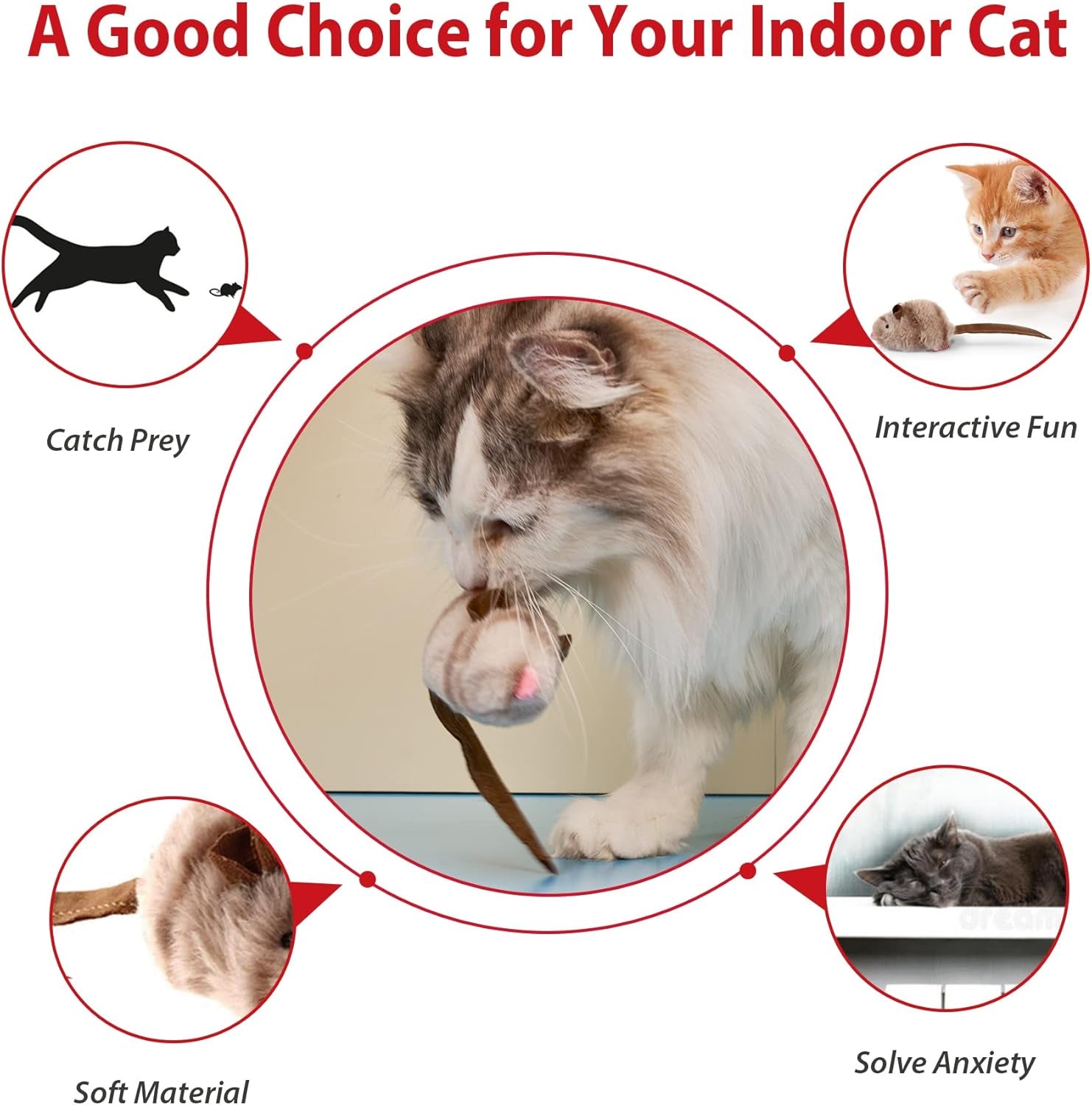 Exciting Chirping Bird & Squeaky Mouse Cat Toy Set - Interactive Play for Indoor Cats - Perfect for All Breeds!