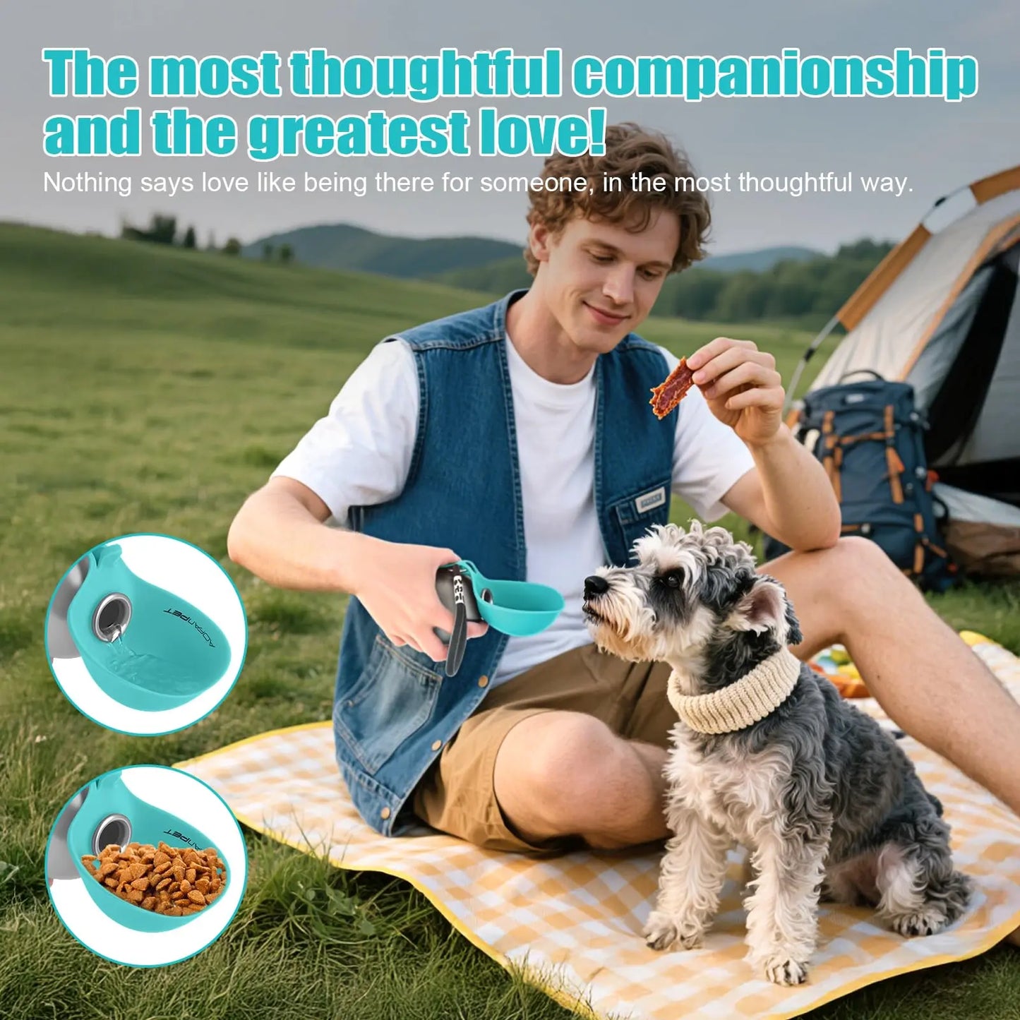 Lumikata 2-in-1 Portable Tumbler & Water Ball for Dogs - 10oz Stainless Steel Leak-Proof Bottle with Silicone Bowl for On-the-Go Hydration