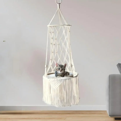 Luxurious European-Style Handmade Cat Bed Hammock - Cozy Pine Wood Swing for Your Beloved Kitty