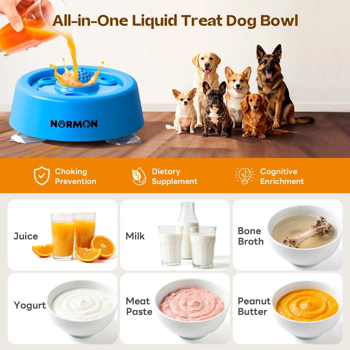 Engage Your Pup with the Normon Interactive Slow Feeder Dog Bowl – Perfect for Liquid Treats and Soft Foods!
