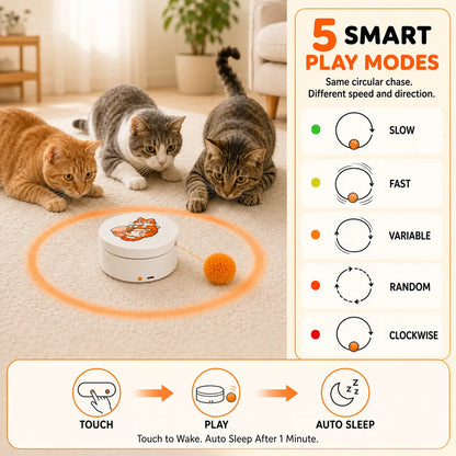 Exciting Smart Rotating Cat Teaser - Rechargeable Interactive Toy with 5 Play Modes for Endless Fun