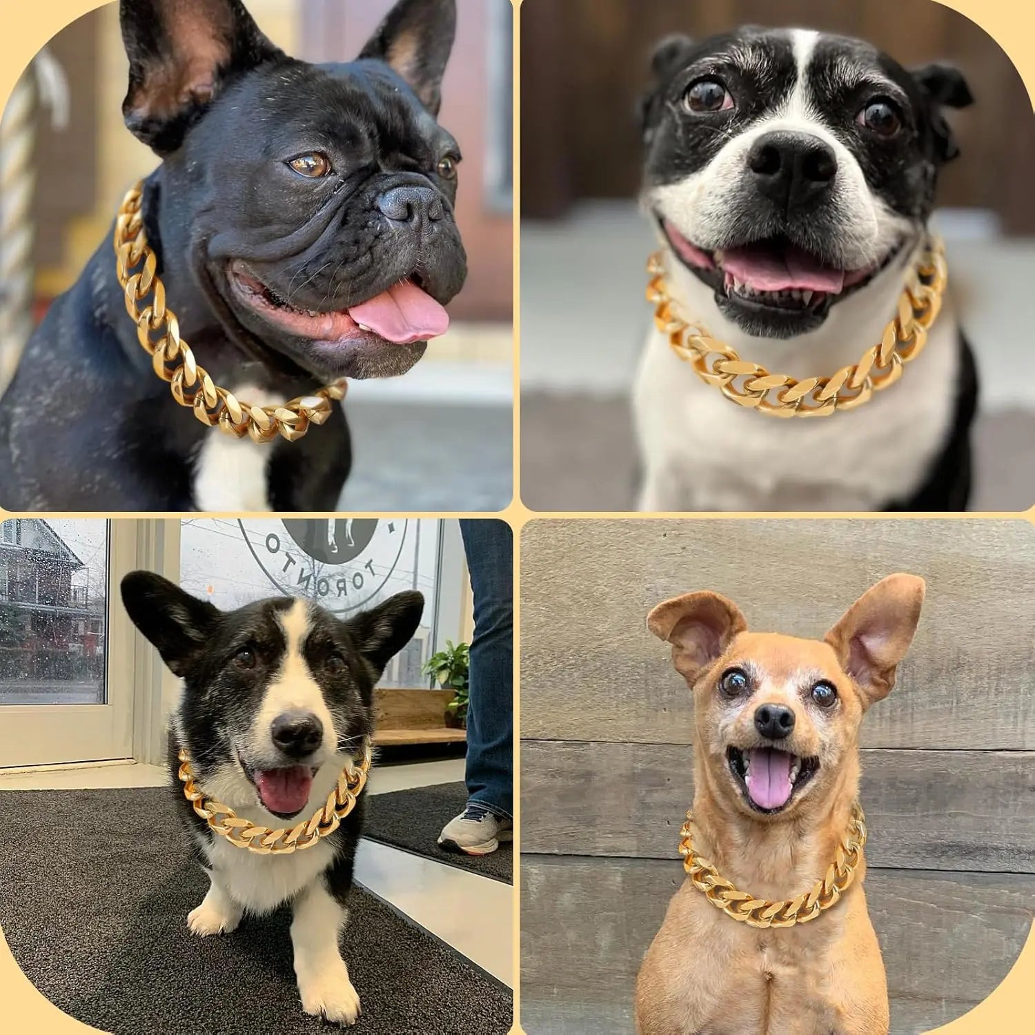 Luxurious 15MM Gold Stainless Steel Cuban Link Dog Collar - Heavy-Duty, Chew-Proof Training Solution for Your Beloved Dog (20" Gold)