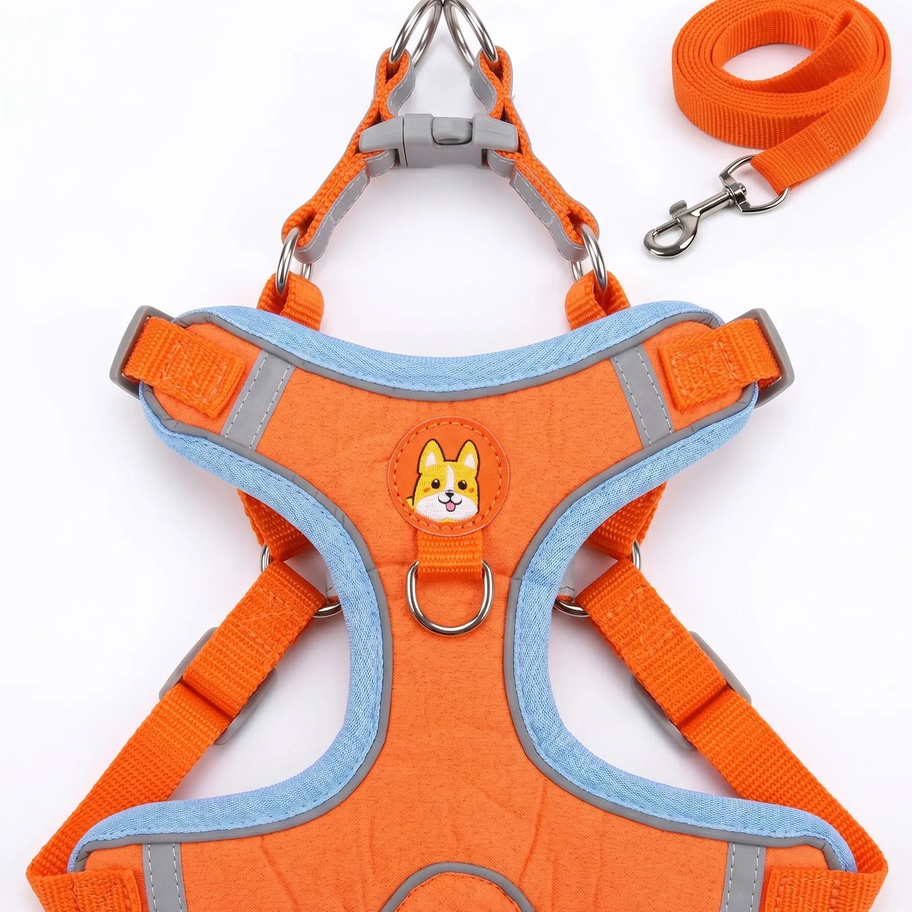 Elevate Your Pet's Outdoor Experience with Our 2 Pack Adjustable Suede Harness & Leash Set - Soft, Durable, and Reflective for Safe Walks Day or Night!