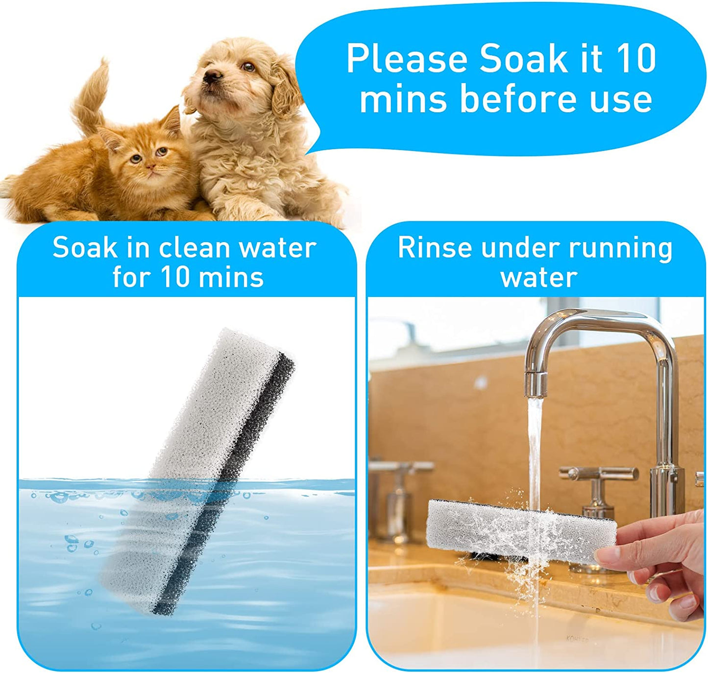 Cat Dog Water Fountain Replacement Filters 4 Pack for WF020TP/WF020BL/WF020WH Fountains