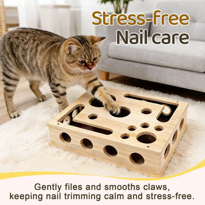 Revolutionary Cat Nail File Box Made from 100% Real Oak Wood - The Ultimate Stress-Free Grooming Solution for Cats Who Fear Clippers and Noisy Grinders, Perfect for Indoor Cats and Multi-Cat Households