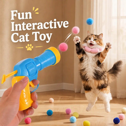 Interactive Cat Toy Launcher Set, Includes 1 Launcher & 30 Plush Balls, Indoor Exercise, Enhances Bonding, No Batteries Needed, Durable Design,Boredom Relief,Cute Kitten Fun Gift,For Kittens and Adult Cats