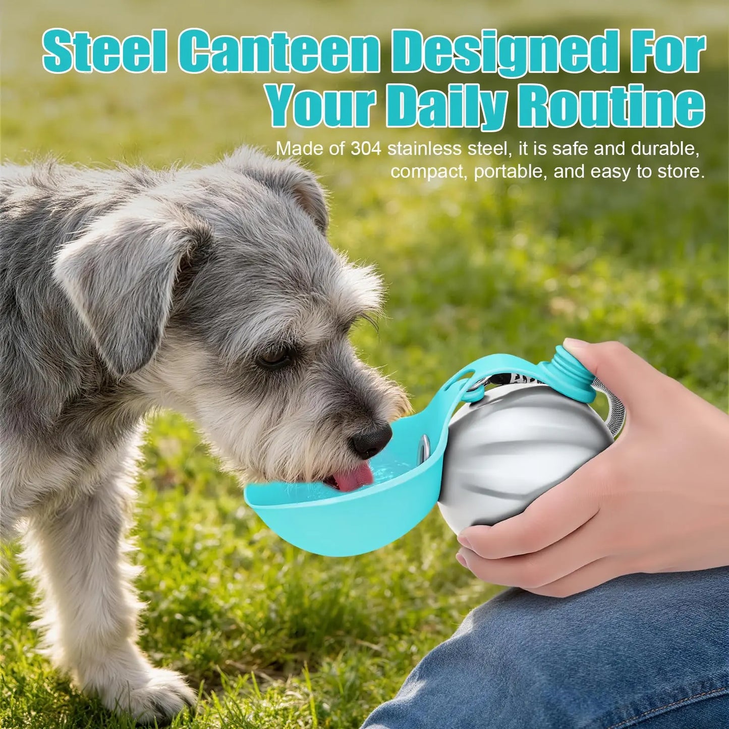 Lumikata 2-in-1 Portable Tumbler & Water Ball for Dogs - 10oz Stainless Steel Leak-Proof Bottle with Silicone Bowl for On-the-Go Hydration