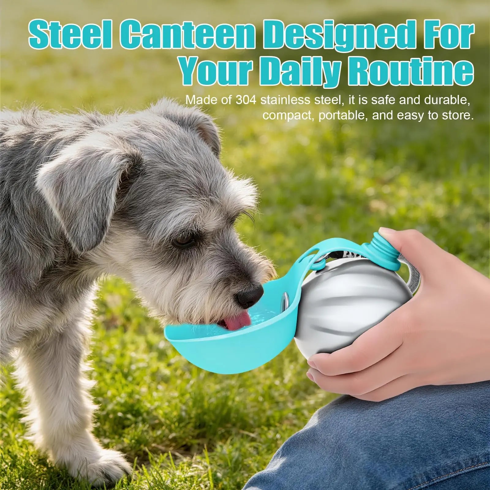 Lumikata 2-in-1 Portable Tumbler & Water Ball for Dogs - 10oz Stainless Steel Leak-Proof Bottle with Silicone Bowl for On-the-Go Hydration