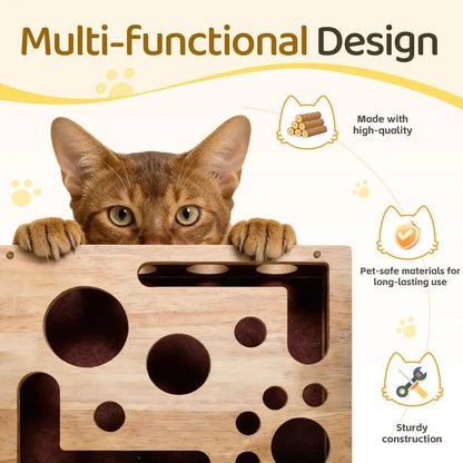 Revolutionary Cat Nail File Box Made from 100% Real Oak Wood - The Ultimate Stress-Free Grooming Solution for Cats Who Fear Clippers and Noisy Grinders, Perfect for Indoor Cats and Multi-Cat Households