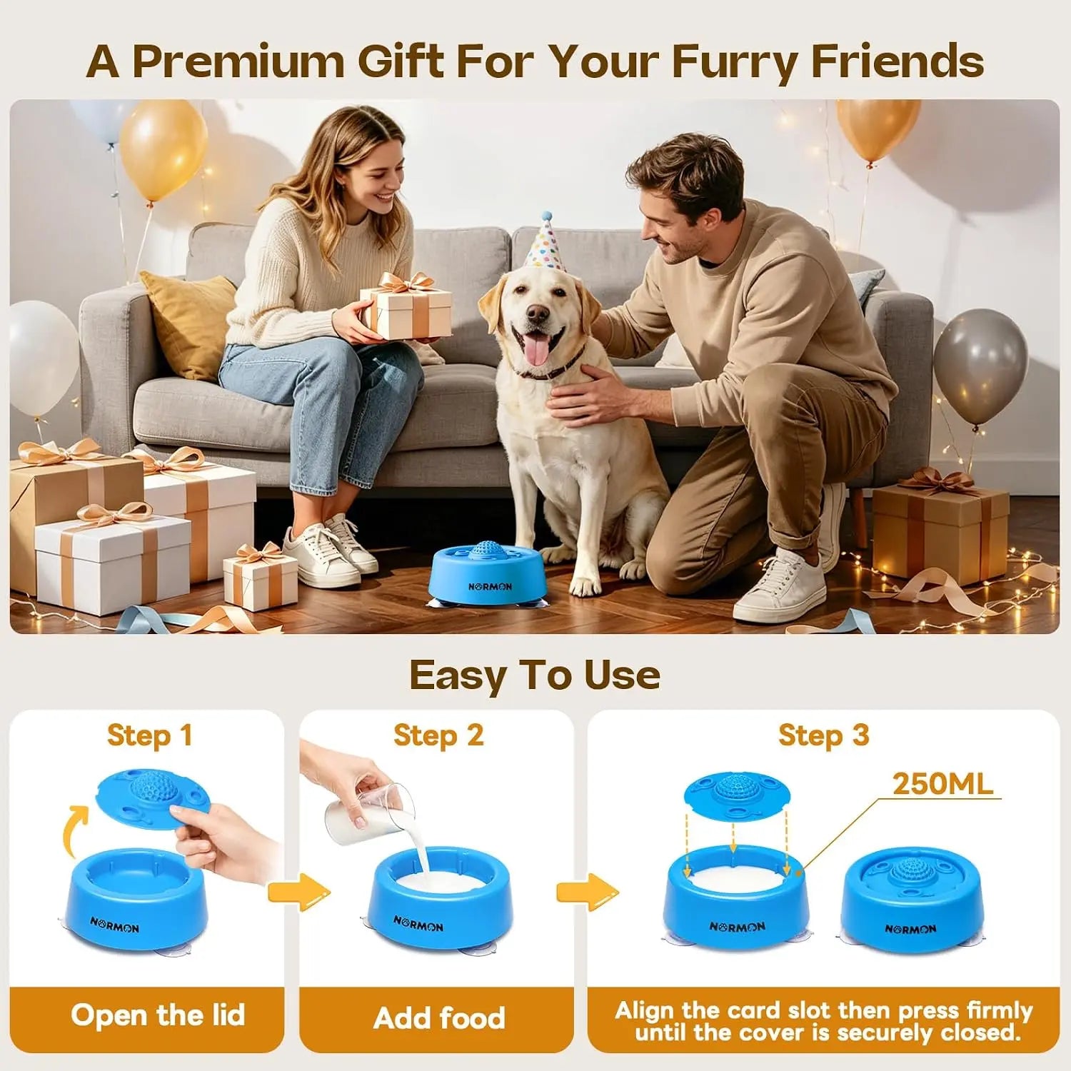 Engage Your Pup with the Normon Interactive Slow Feeder Dog Bowl – Perfect for Liquid Treats and Soft Foods!