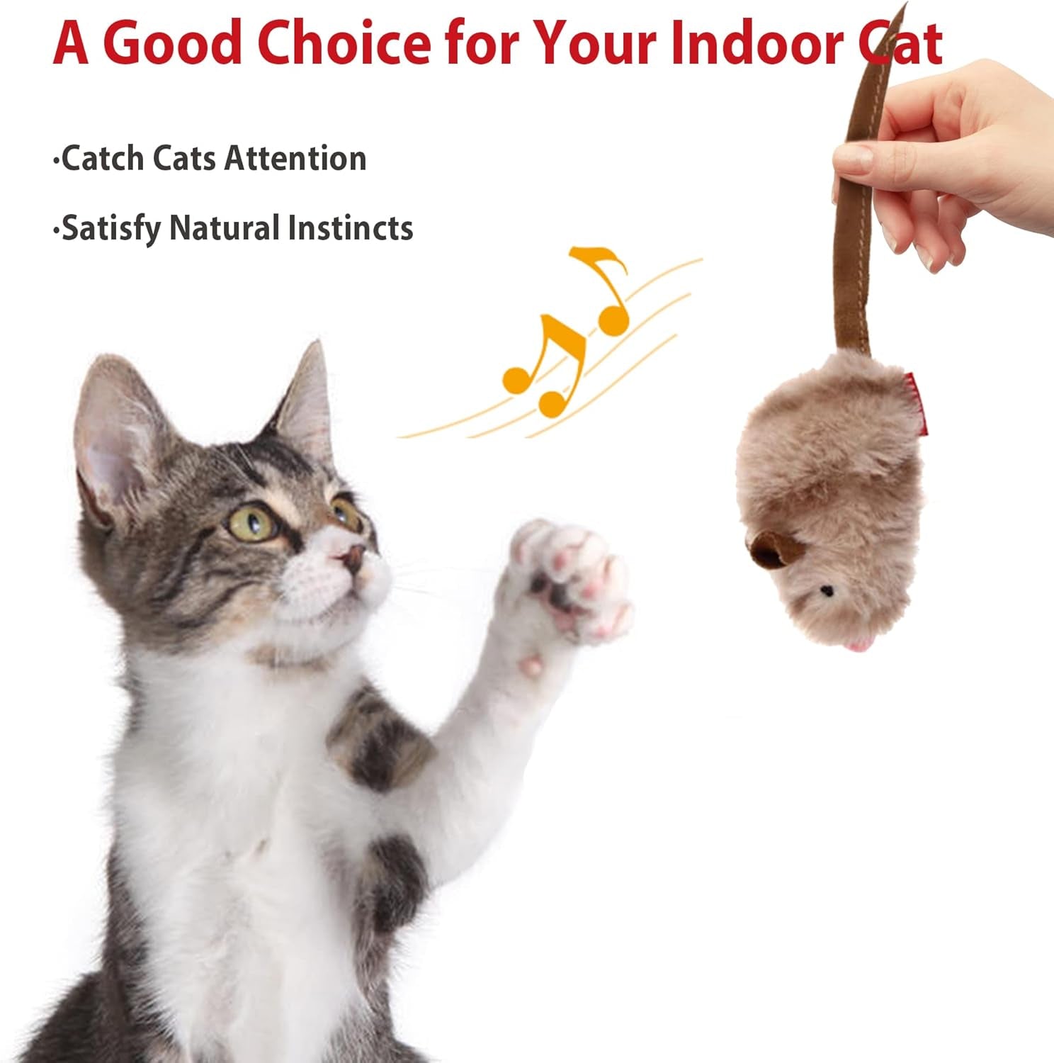 Exciting Chirping Bird & Squeaky Mouse Cat Toy Set - Interactive Play for Indoor Cats - Perfect for All Breeds!